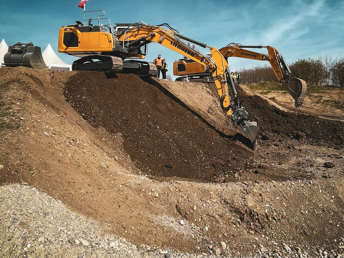 Excavator preparing a building site