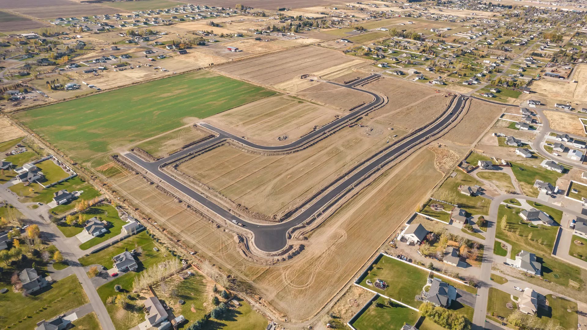 Aerial view of Teton Heights in Rigby, Idaho